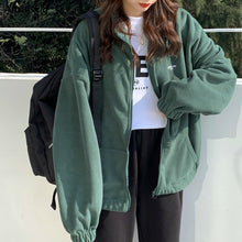 Load image into Gallery viewer, Hoodies Women Zip-up Turn-down Collar Printed Pocket Long Sleeve Korean Style New Trendy Casual BF Ulzzang Harajuku Womens Daily