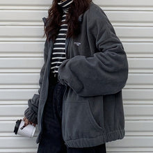 Load image into Gallery viewer, Hoodies Women Zip-up Turn-down Collar Printed Pocket Long Sleeve Korean Style New Trendy Casual BF Ulzzang Harajuku Womens Daily