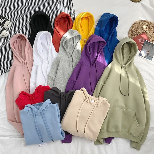 oversized 12 Colors Sweatshirts autumn Women's Solid Hooded Female 2020 Cotton Thicken Warm Hoodies Lady Autumn Fashion Tops