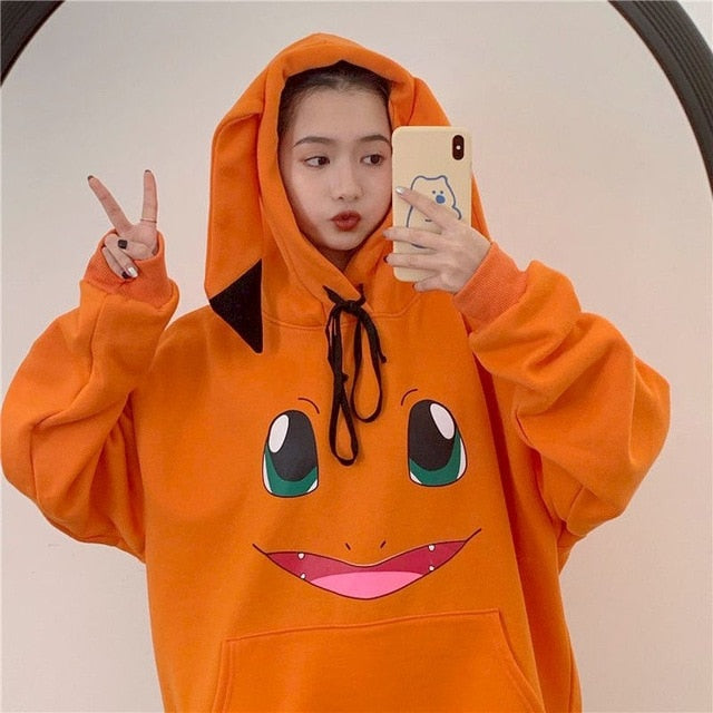NiceMix Women Autumn Thick Loose Sweatshirt Harajuku Letters Printed Lovely Frog Casual Hooded Hoodies Pullover Female Thicken C