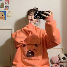 Load image into Gallery viewer, NiceMix Women Autumn Thick Loose Sweatshirt Harajuku Letters Printed Lovely Frog Casual Hooded Hoodies Pullover Female Thicken C