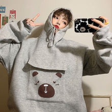 Load image into Gallery viewer, NiceMix Women Autumn Thick Loose Sweatshirt Harajuku Letters Printed Lovely Frog Casual Hooded Hoodies Pullover Female Thicken C