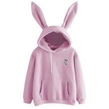 Load image into Gallery viewer, QRWR 2020 Autumn Winter Women Hoodies Kawaii Rabbit Ears Fashion Hoody Casual Solid Color Warm Sweatshirt Hoodies For Women