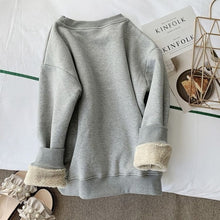 Load image into Gallery viewer, Jacket women solid color hoodies 2020 autumn winter imitation lamb wool korean loose plus velvet thick zipper sweatshirt tops