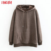 Load image into Gallery viewer, Tangada women fleece hoodie sweatshirts winter japanese fashion 2020 oversize ladies pullovers warm pocket hooded jacket SD60