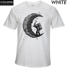 Load image into Gallery viewer, 100% cotton digging the moon print funny mens o-neck t shirts fashion men&#39;s tops men T-shirt cool men tshirt male men tee shirts