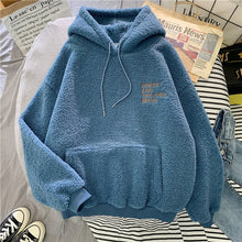 Load image into Gallery viewer, New Autumn Winter Thick Warm Coat Velvet Cashmere Women Hoody Sweatshirt Solid Blue Pullover Casual Tops Lady Loose Long Sleeve