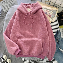 Load image into Gallery viewer, New Autumn Winter Thick Warm Coat Velvet Cashmere Women Hoody Sweatshirt Solid Blue Pullover Casual Tops Lady Loose Long Sleeve