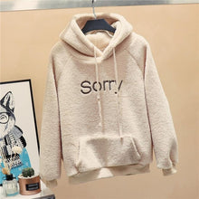 Load image into Gallery viewer, New Autumn Winter Thick Warm Coat Velvet Cashmere Women Hoody Sweatshirt Solid Blue Pullover Casual Tops Lady Loose Long Sleeve