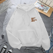 Load image into Gallery viewer, Autumn Winter Warm Hoodies Women Letter Embroidery Casual Loose Hooded Sweatshirt Plus Velvet Pocket Hoodies Solid Pullover Coat